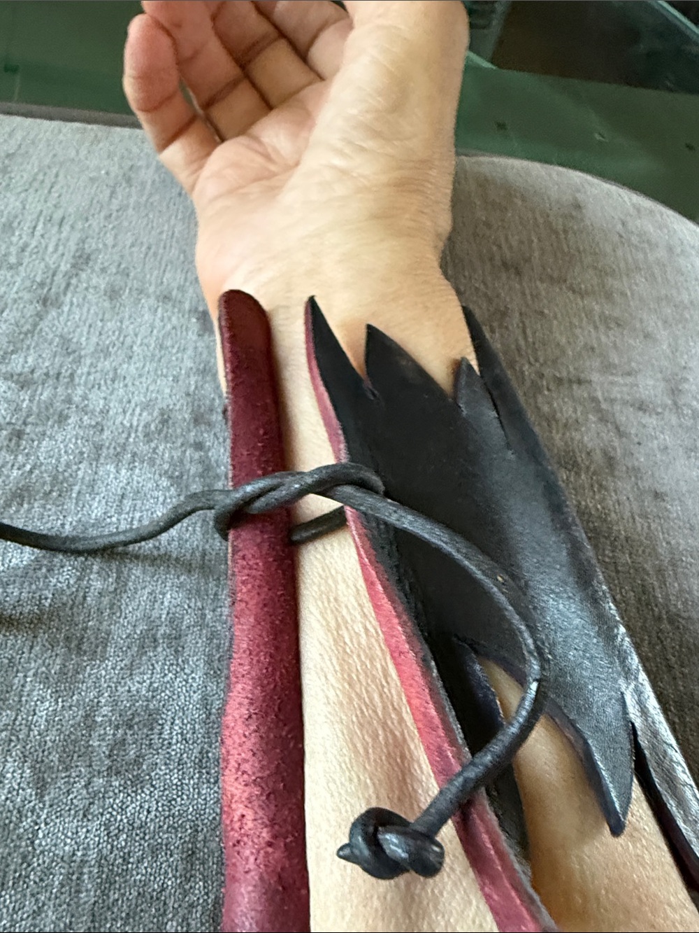 Handcrafted Black Leather Cuff Bracelet - Artisan Women Jewelry - Picture 2 of 6